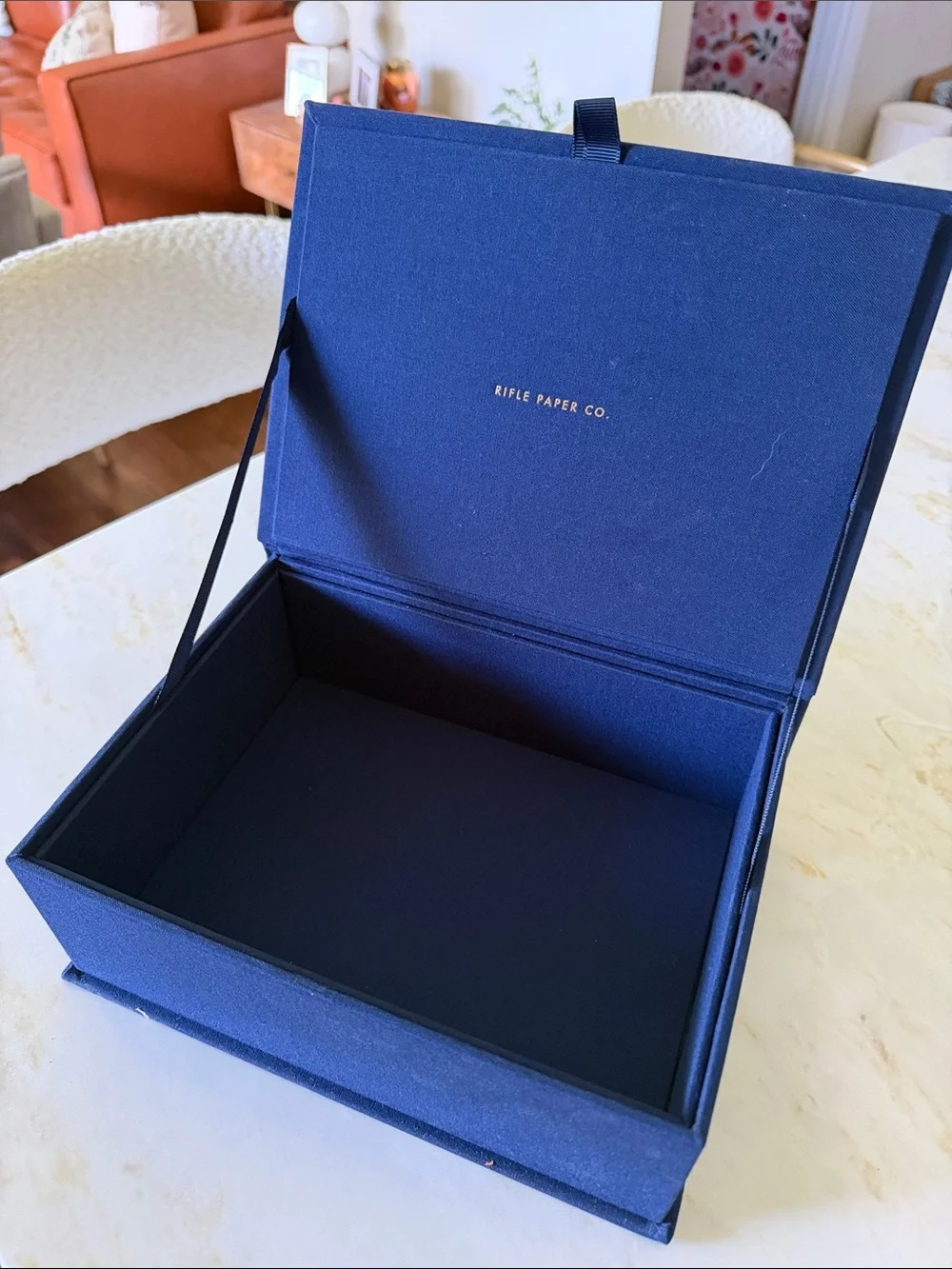 Rifle Paper Co. Navy Embroidered Floral Fabric Box